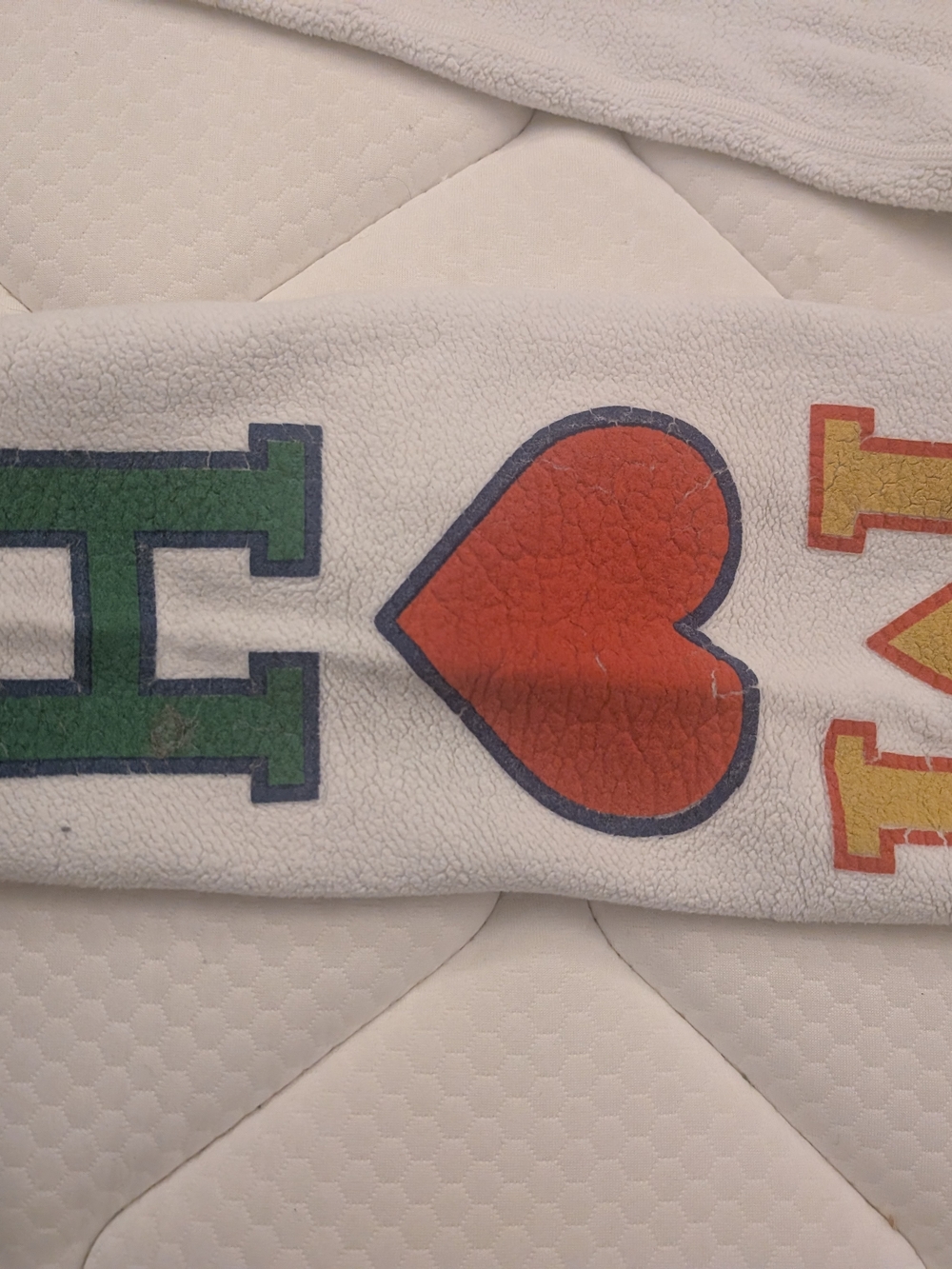 Madhappy White Fleece Sweatpants with Colorful Letter & Heart - Picture 3 of 6